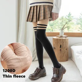 Winter warm fleece stockings-effect tights