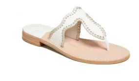 WOMEN'S JACK ROGERS JACKIE FLAT SANDALS WHITE AND PLATINUM 111201SA02